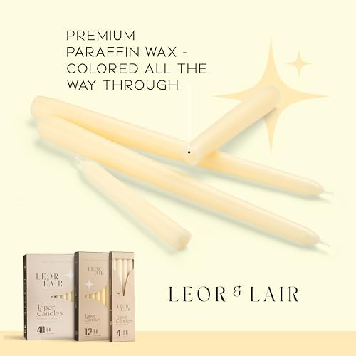 Leor & Lair Ivory Taper Candles 40 Pack, 10 Inch Unscented Candlesticks - Image 4