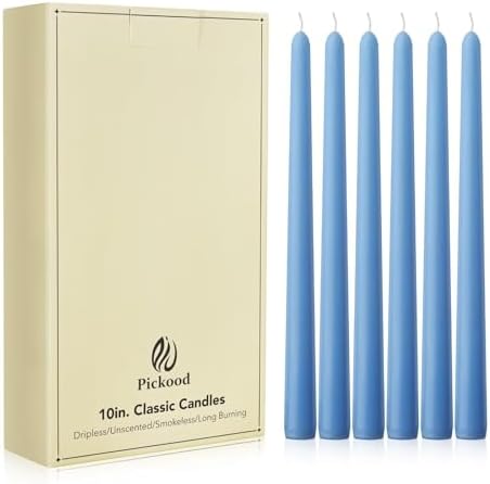 New Burning Formula Unscented Dripless 10-Inch Taper Candles Set of 12 - Light Blue, for Wedding, Dinner - Smokeless, Long Burning - Hand Poured, Colored Tall Candlesticks - Azul Claro by Unknown