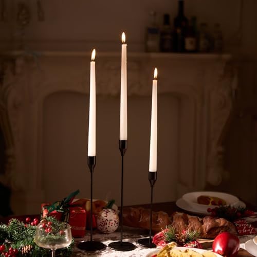 Upgraded Chrome Taper Candle Holders Set of 6 - Modern Matte Black Candlesticks (9/11/13 Inch), Weighted & Rust-Proof Metal Candle Stand for Fireplace Table Centerpiece - Image 3