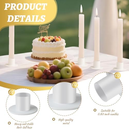 48Pcs White Metal Taper Candle Holders Set - 2"×1" Elegant Bulk Heavy Base Candlestick Centerpieces for Table Decor, Wedding, Anniversary, Dinner Party - Image 3