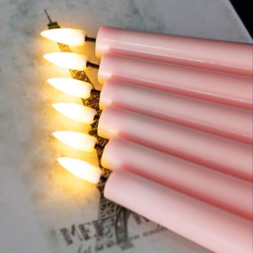 Eywamage Short Pink Flameless Taper Candles with Remote Set of 6 - Image 4
