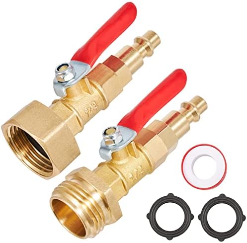 Winterize Blowout Adapter,1/4 Inch Male Quick Connecting Plug and 3/4 Inch GHT Hose Thread.with Ball Valve and Teflon Tape for Blow Out Water to Winterize Sprinkler Systems (Couple) by Kbrotech