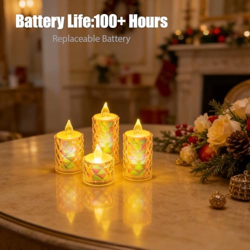 24 Pack Crystal Candle Lights,Battery Operated Candle,100+Hours Fake Electeic LED Tea Lights for Votive,Centerpiece Table Decorations - Image 5