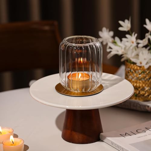 4 PCS Votive Candle Holders, Glass Lantern Style with Metal Base - Image 6