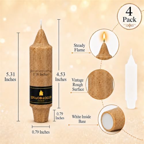5 Inch Short Tapered Candles Unscented Wood Vintage Candles for Home Decor - Image 3