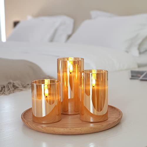 Amagic Gold Glass Flameless LED Candles Battery Operated with Remote Timer - Image 6