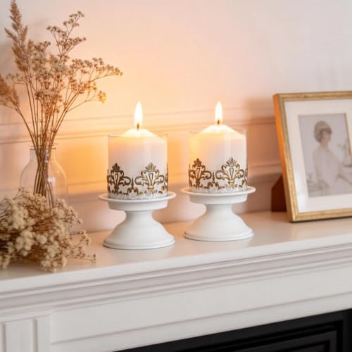 Gothic Hurricane Candle Holders for Pillar Candles, 2PCS, S+S, White - Image 5