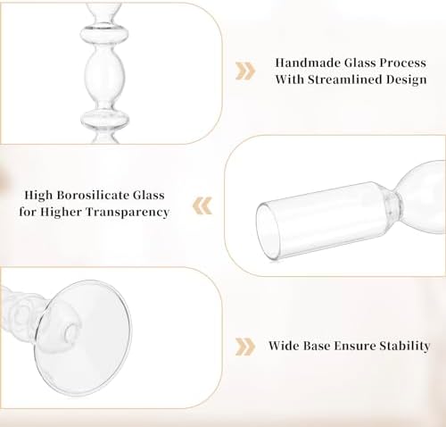 Glasseam Glass Tapered Candlestick Holder 3Pcs Unique Taper for Table Decor - Image 6