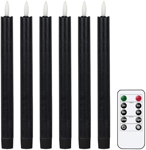 GenSwin Flameless Taper Candles LED Battery Operated Remote Timer Black by GenSwin