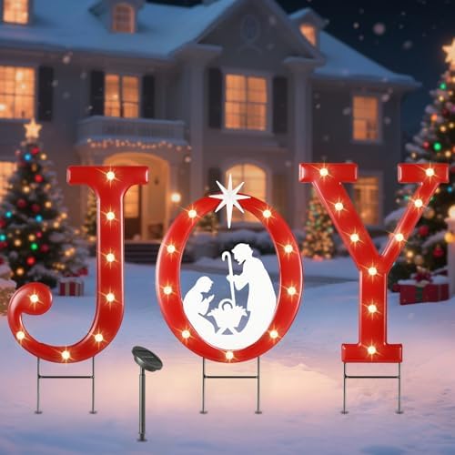 Lewondr 3 PCS Christmas Decororations Outdoor with Warm Light by Lewondr