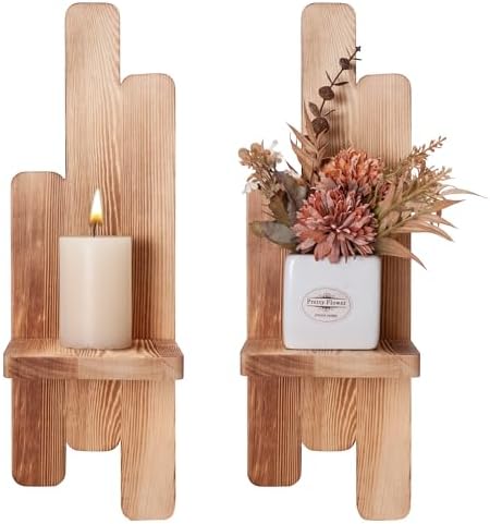 Yorkmills Wall Candle Sconces Set of Two, Wood Wall Sconce Candle Holder - Image 7