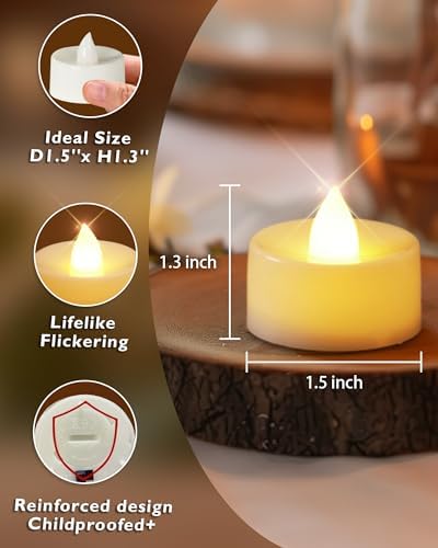 Homemory 50-Pack Flameless Tea Lights Candles Battery Operated, 200+ Hours - Image 5
