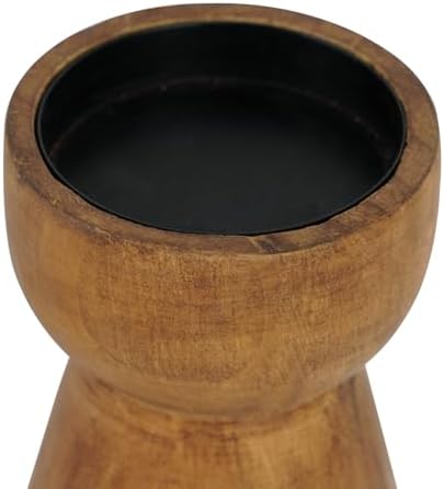 NIKKY HOME Farmhouse Wooden Pillar Candle Holders Set of 2, Mantel Decor - Image 6