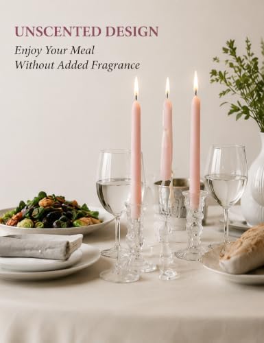 Pale Pink Elegant Taper Candles for Romantic Home Décor and Events - Image 3