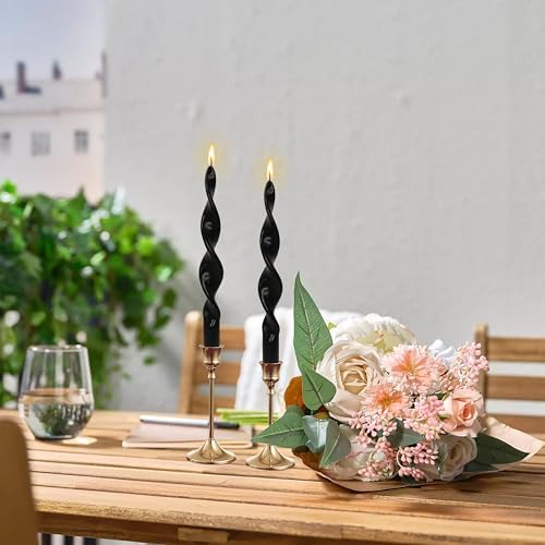 Black Spiral Taper Candles 10 Inch Long Candlesticks Unscented Twisted Candles Smokeless Swirl Candles for Home Holiday Decor - Image 2
