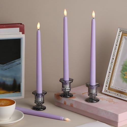 Macarrie 24 Packs Flameless Taper Candles Battery LED 11",Lavender Purple - Image 5