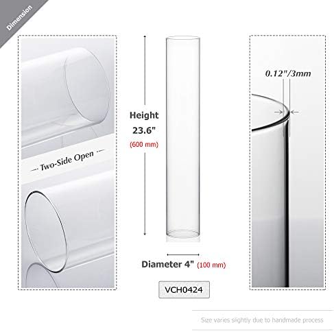 WGVI Hurricane Candle Holder Sleeve, Wide 4", Height 24", 2 Pieces, Clear Glass Cylinder Open Both Ends, Chimney Shade Tube (HST0424_2pc) - Image 2