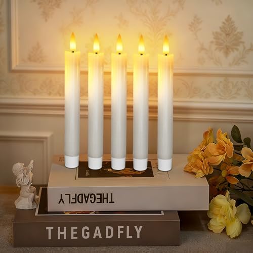 7 Inches Flameless Taper Candles with Remote Timer, Real Wax White Short Led Candlesticks, 3D Wick Light Battery Operated Candlesticks for Christmas Home Wedding Table Decor, 12 Pcs - Image 2