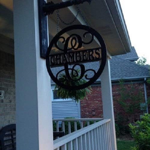 PK Décor Last Name Garden Flag, Custom Lamp Post Sign, Hanging Initial Wreath Accessory, Metal ACM Established Home Door Hanger, Personalized Front Door Decor (14)