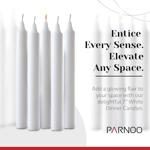 Tapered Candles - 80 Bulk Set of 6” Sticks - 5 Hours Clean, Long-Burning White Candlesticks - Dripless Unscented & Hand-Dipped Tall Candles for Dinners - White Taper Candles by PARNOO - Image 2