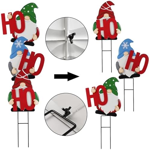 DR.DUDU Outdoor Christmas Decorations Gnomes Yard Stakes, Set of 3 - Image 6