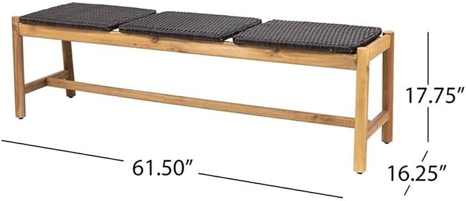 Christopher Knight Home Bonnie Outdoor 3 Seater Wicker Bench, Teak and Brown