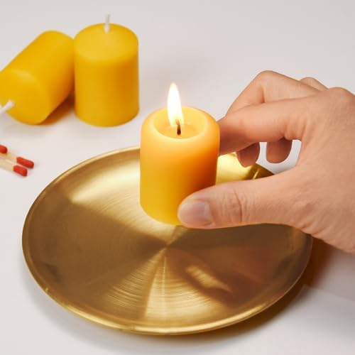 DEYBBY Natural Beeswax Votive Candles 8 Hours Burn Unscented Candles 6 Pcs - Image 3