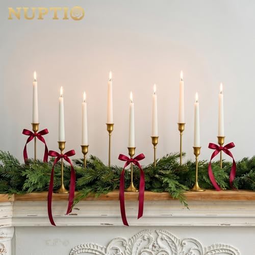 Candlestick Holders Taper Candle Holders, Set of 3 Candle Stick Holders Set, Brass Gold Candlestick Holder Set, Vintage Modern Decorative Centerpiece for Table Mantel Wedding Housewarming Gift - Image 3