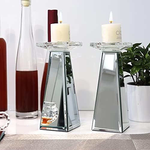 GIMORRTO Pillar Candle Holders 2 Sets Tabletop Decor for Wedding, Church, Fall, Holiday DéCor, Table Centerpiece Decoration. … (9 INCH) - Image 3