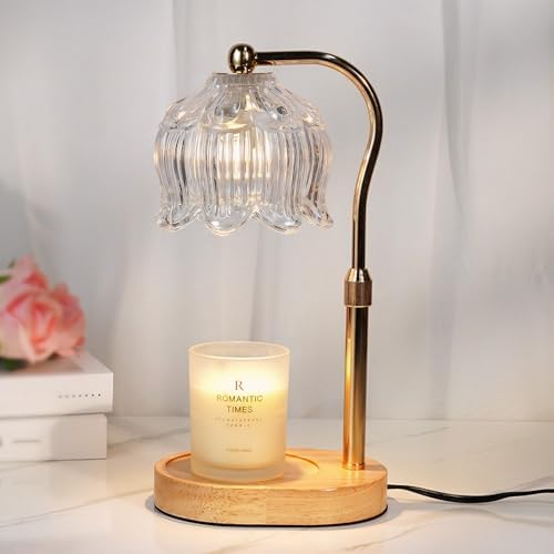 Funistree Flower Candle Warmer Lamp with Timer, Dimmable Candle Lamp Warmer, Christmas Birthday Gifts for Women Mom Her, Housewarming Home Decor, Lotus Wax Warmer for Yankee Candles - Crystal Clear by Funistree