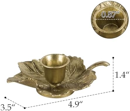 NIKKY HOME Vintage Gold Leaf Taper Candlestick Holders Set of 2, Fall Decor - Image 4
