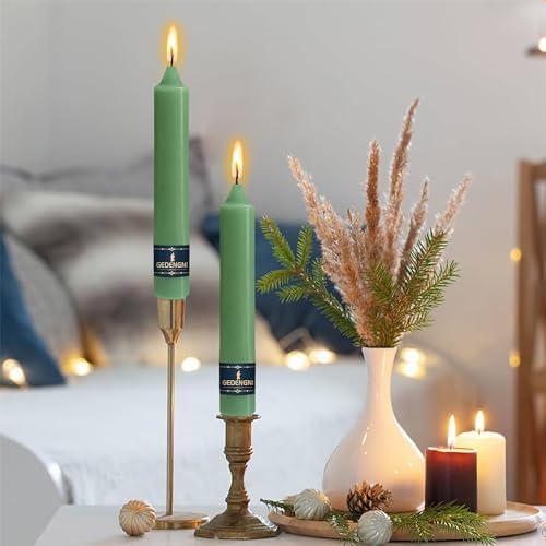 Taper Candles Green Candlesticks,9inch Short Tapered Candle Unscented Dinner Candle Dripless Candles for Mother’s Day Table Wedding Centerpieces Home Holiday Decor,30D-SAGE - Image 2