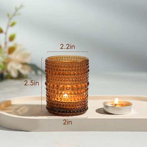 12 Pack Votive Candle Holders, Amber Vintage Candles Holders for Christmas - Image 5