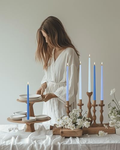 Blue Gradient Taper Candles 12 inch Unscented Smokeless Long Tall Tapered Candle for Candlesticks Sticks Wedding Advent Home Decor Dinner Christmas，Set of 12 - Image 3
