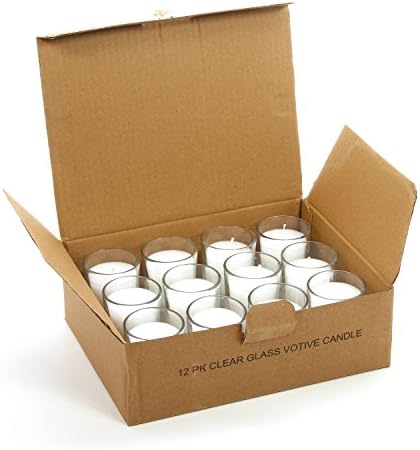 Hosley Set of 24 Unscented Clear Glass Filled Votive Candles. Hand Poured Wax Candle Ideal Gifts for Aromatherapy, Spa, Weddings, Birthdays, Holidays, Party. - Image 2