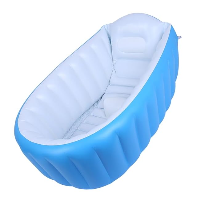 Kisangel Inflatable Baby Bathtub Thickened Foldable Toddler Bath Tub Portable Inflatable Kids Shower Pool for Infant and Child 38.6X25.6X11 Inches