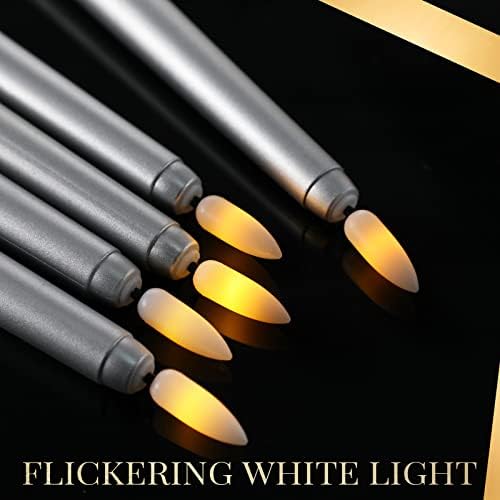 Macarrie 24 Packs Flameless Taper Candles Battery LED 11",Silver - Image 3