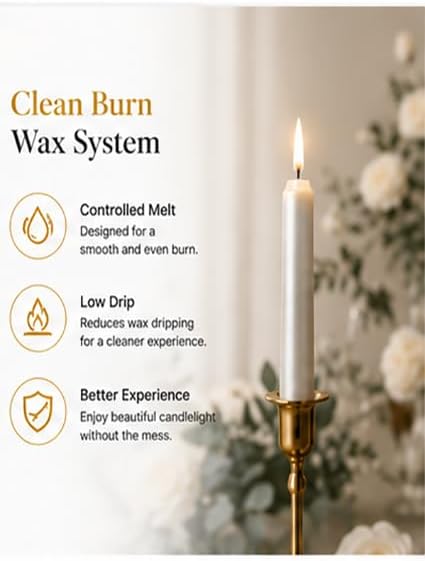 Metallic Pearl White Taper Candles for Wedding Table Centerpieces - Image 4