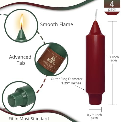 NJAO HOO Christmas Short Taper Candle 5 Inch Christmas Candlesticks Red and Green Unscented Dripless for Home Dinner Decor Party, 4 Pack - Image 3