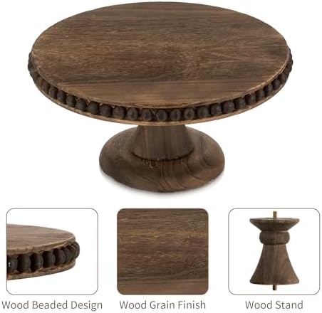 Hanobe Wooden Cake Pedestal Stand 12" Display Riser Plate for Home Decor - Image 6