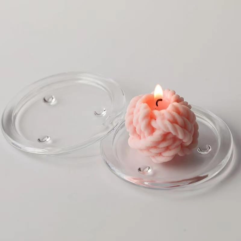 12 Pack Clear Transparent Candle Plate, Round Glass Candle Holder, Candle Holders for Pillar Glass 3" - Image 4