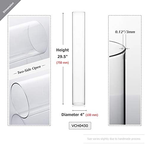 WGVI Hurricane Candle Holder Sleeve, Wide 4", Height 30", Clear Glass Cylinder Candleholder, Chimney Tube, Open Ended Candle Shade, 12 Pieces Bulk - Image 2