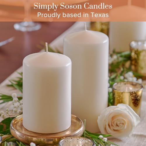 Simply Soson Ivory Pillar Candles 3x4, Set of 6, Unscented Bulk Pack - Image 4