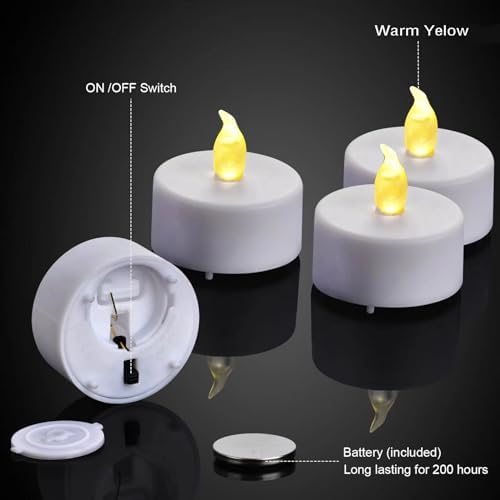 Battery Operated Flameless Tea Lights : 24PACK LED Electric Candles Lamp Realistic and Bright Flickering Holiday Gift Long Lasting for Birthday Wedding Party Celebrations Decoration Warm Yellow - Image 7