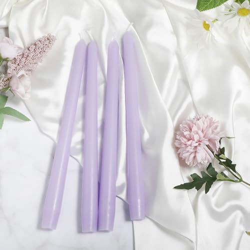 MTLEE 16 Pcs 10 Inch Taper Candle Sticks Smokeless Unscented, Light Purple - Image 4