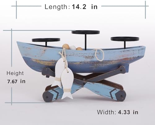Nautical Candle Holder for Beach House Table & Lake House - Ocean Themed Farmhouse Boat Candlestick Holders, Marine Beach Style Handmade Coastal Accent, Housewarming Gifts - Image 5