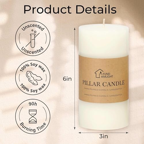 3x6 Inch White Pillar Candles Set of 3 - Decorative Unscented Pillar Candle - Image 6