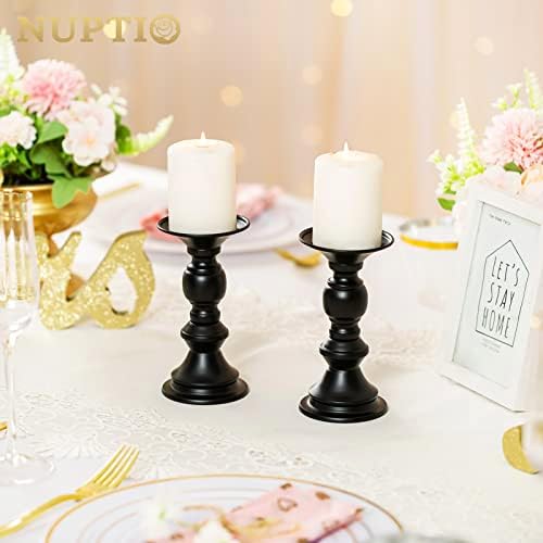NUPTIO 2 Pcs Candle Holders for Pillar Candles, Black Candle Holder for 50mm Candles Christmas Halloween Mantlepiece Decorations, Ideal for Weddings Special Events Party Living Room - Image 3