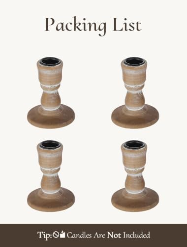 Wooden Taper Candle Holders: Rustic Farmhouse Decor, Set of 4 - Image 7