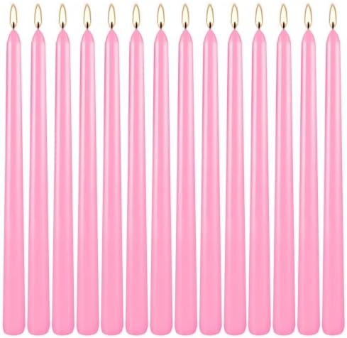 Howemon 14 Pack Pink Taper Candles 12 Inch Tall 3/4 Inch Thick Burn 10 Hours by Howemon